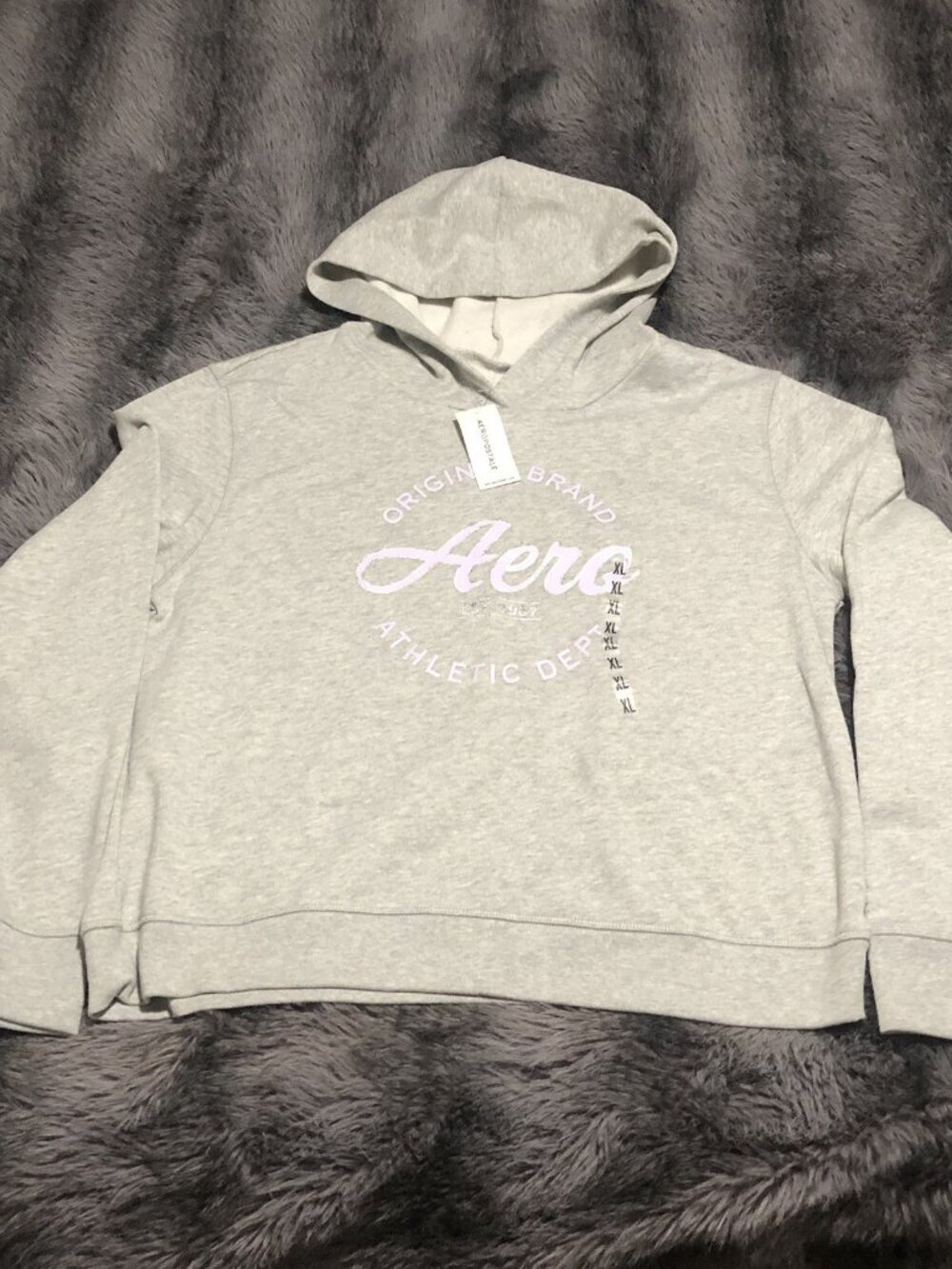 Aeropostale Women's Pullover Hoodie Solid Cotton Blend Light Gray Size XL, - Picture 1 of 5